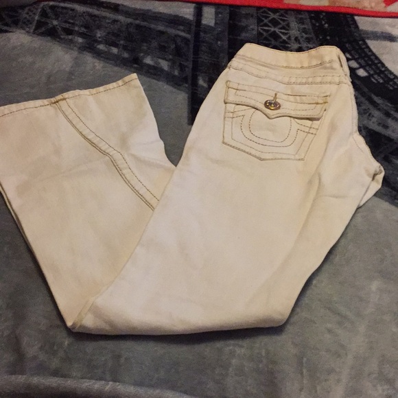 True Religion Cream Gold Bell Bottoms 